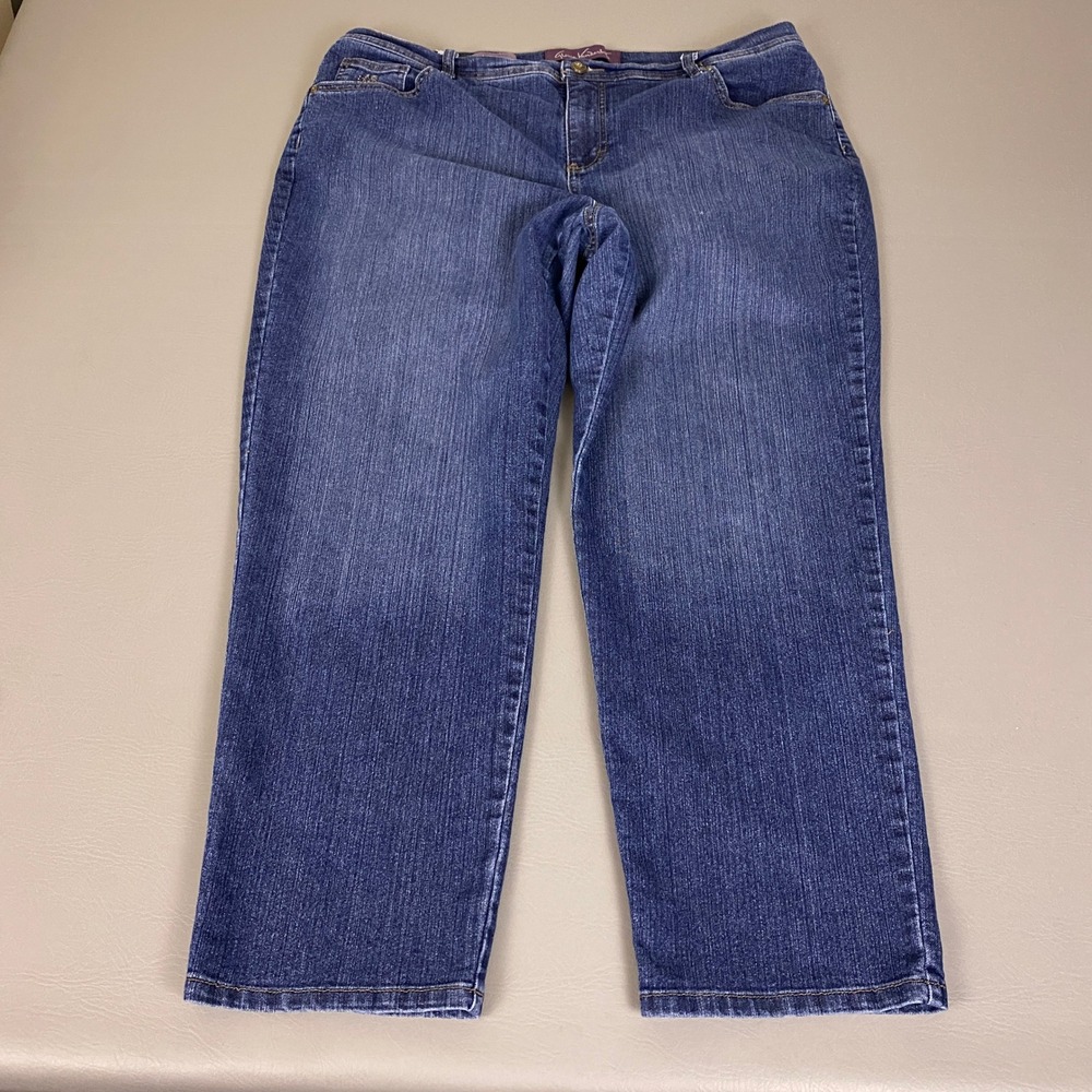 Gloria Vanderbilt Amanda Jeans Womens Plus Size 18W Short Blue Dark Wash Tapered